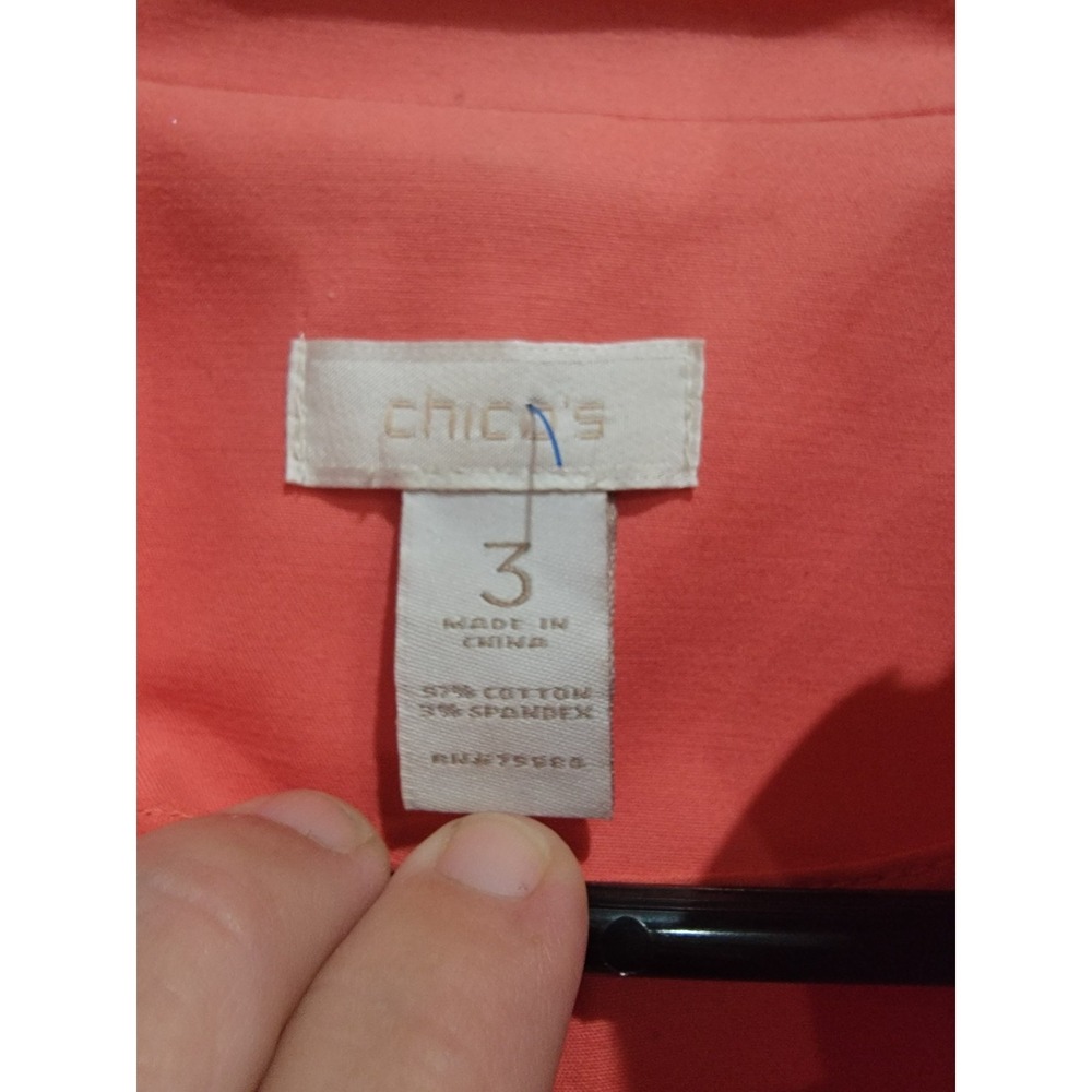 Chico's Womens Size 3 XL Coral Pink Double Breasted Button Up Blazer Jacket Coat - Picture 7 of 7